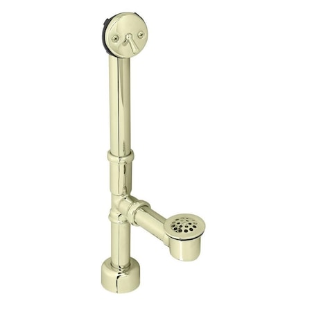 Westbrass Beehive Grid All Exposed Bath Waste - 14" Make-Up in Polished Brass D3231K-01